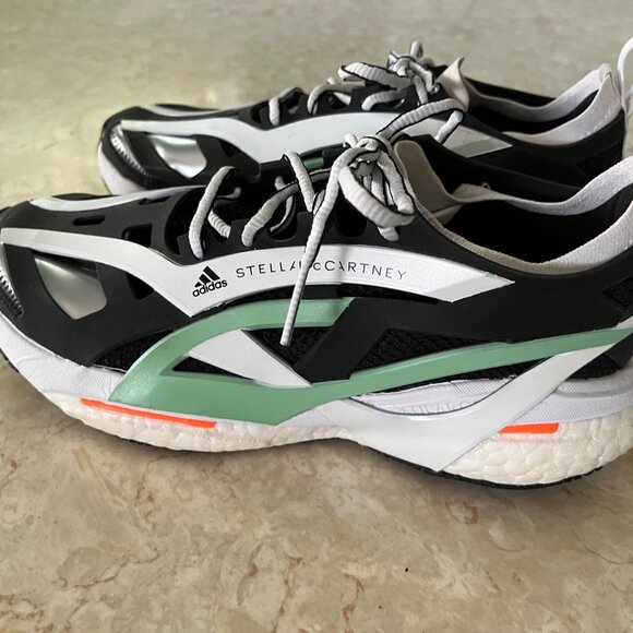 Stella McCartney Sz 8 Womens Solarglide Collab Sneakers Black Silver Green - Picture 4 of 15